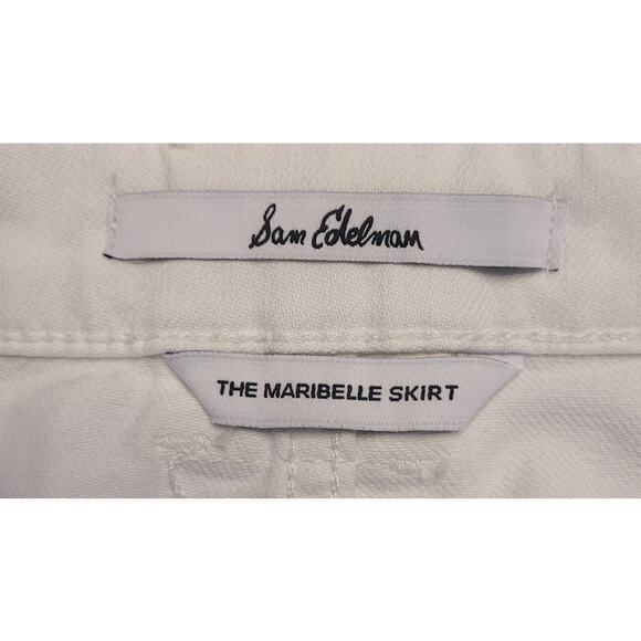 Sam Edelman Maribelle White Denim Midi Skirt Raw Hem Side Slit NWT 27 - Picture 6 of 15